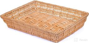 img 4 attached to 🧺 Rural-Themed Empty Gift Basket for Filling with Chocolate, Nuts, Coffee, Cookies - Wicker Silverware Tray Basket for Breads - Kitchen Drawer Organizer - Large Size