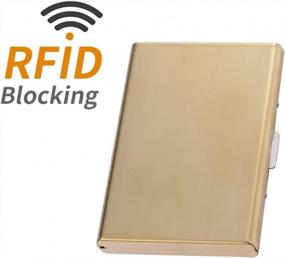 img 2 attached to Secure Your Cards In Style With Our RFID Stainless Steel Credit Card Holder In Gold - Perfect For Men And Women!