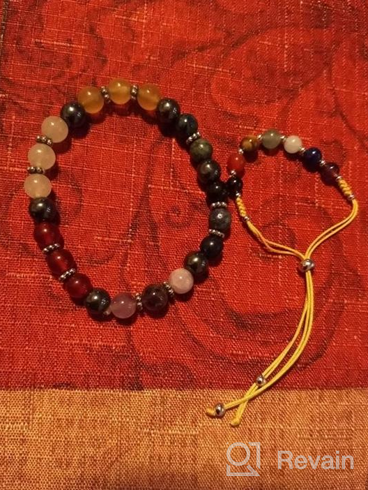 img 1 attached to 🌈 Adjustable Natural Gemstone Chakra Bracelet with Silver Spacers and Nylon Cord - 6mm Beads, 5"-6.5" for Women/Girls/Children | Cherry Tree Collection review by Aaron Wood