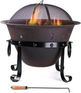 29 inch outdoor fire pit by wostore - heavy duty cast iron with spark screen, grate & poker logo