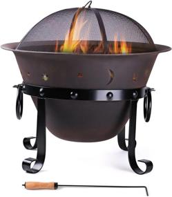 img 4 attached to 29 Inch Outdoor Fire Pit By Wostore - Heavy Duty Cast Iron With Spark Screen, Grate & Poker