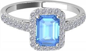 img 3 attached to MauliJewels Rings For Women 2.55 Carat Diamond And Emerald Shaped Blue Topaz Ring Prong 10K Rose, White & Yellow Gold Gemstone Wedding Jewelry Collection