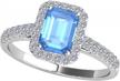 maulijewels rings for women 2.55 carat diamond and emerald shaped blue topaz ring prong 10k rose, white & yellow gold gemstone wedding jewelry collection logo