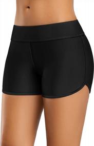 img 4 attached to Women'S ALove Stretchy Sporty Swim Shorts With Side V Slit Boyshorts And Board Shorts