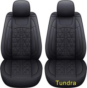 img 4 attached to 2 Front Tundra Seat Covers Fit For 2007-2021 Crew Cab/ Crewmax/ Double Cab/ Regular Cab With Waterproof Faux Leather (Black 2 PCS)