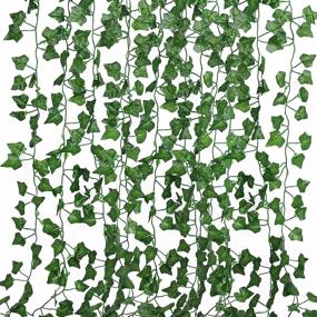 img 4 attached to 12 Pack Artificial Ivy Garland - 86 FT Fake Greenery Leaf Vine For Wedding, Party, Garden Home Decor