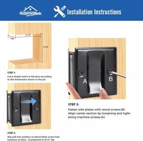 img 1 attached to HOMOTEK Privacy Pocket Door Pull Without Switch Plate - Replace Old Or Damaged Passage Sliding Door Pull No Lock Quickly And Easily, 2-3/4”X2-1/2”, For 1-3/8” Thickness Door, Black