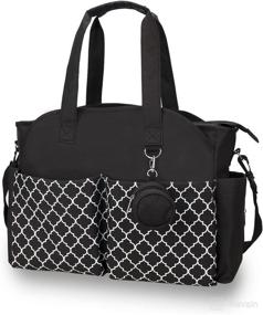 img 4 attached to 🎒 Waterproof Diaper Bag Tote with Changing Mat and Shoulder Strap - Large Capacity Baby Changing Bag for Mom (Black)