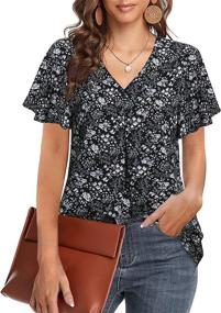 img 3 attached to Chic & Breezy: Messic Women'S Chiffon Blouses For Effortless Summer Style
