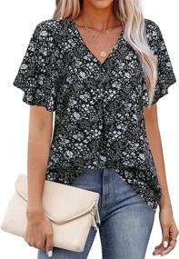 img 4 attached to Chic & Breezy: Messic Women'S Chiffon Blouses For Effortless Summer Style
