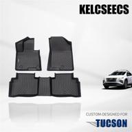 🚗 custom waterproof car mats for hyundai tucson 2022 - all-weather guard, odorless tpe, heavy-duty automotive floor liners - full set front & rear row - black accessories - kelcseecs floor mats logo