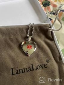 img 5 attached to Heart Charm Medical ID Alert Necklaces For Women With Free Engraving By LinnaLove