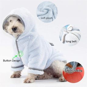 img 3 attached to 🐶 Microfiber Fast Drying Dog Bathrobe with Hood - Perfect for Small to Large Dogs & Cats - White (S, LightCyan)