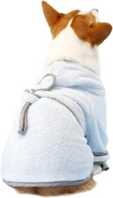 img 4 attached to 🐶 Microfiber Fast Drying Dog Bathrobe with Hood - Perfect for Small to Large Dogs & Cats - White (S, LightCyan)