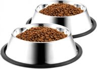 wedawn stainless steel pet bowls with rubber base - 8oz, 16oz, 26oz, 40oz sizes for dogs, cats, puppies, kittens, and rabbits - ideal for water and food - pack of 2, silver - 1 cup/6 oz capacity logo