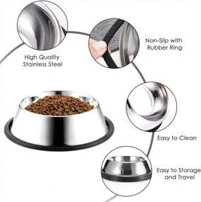 img 3 attached to WEDAWN Stainless Steel Pet Bowls With Rubber Base - 8Oz, 16Oz, 26Oz, 40Oz Sizes For Dogs, Cats, Puppies, Kittens, And Rabbits - Ideal For Water And Food - Pack Of 2, Silver - 1 Cup/6 Oz Capacity
