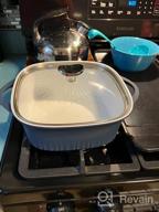 img 1 attached to CorningWare, Non-Stick 4 Quart QuickHeat Braiser With Lid, Lightweight, Ceramic Non-Stick Interior Coating For Even Heat Cooking, Perfect For Baking, Frying, Searing And More, French Navy review by Morgan Davis