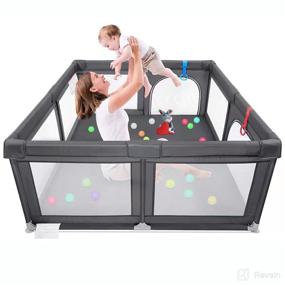 img 4 attached to 🧸 Extra Large Baby Playpen: Sturdy Safety Fence for Babies and Toddlers - Portable Play Yard, Kids Activity Center - Ideal Playpen for Twins, Infants, and Children