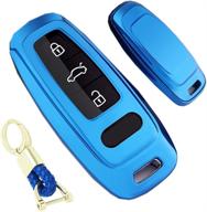 royalfox(tm) soft tpu key fob cover shell for audi smart key - blue, compatible with 2018-2019 a6 a6l a7 a8 логотип