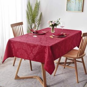 img 4 attached to Red Maxmill Jacquard Damask Tablecloth - Water Resistant, Anti-Wrinkle & Oil Proof - Perfect For Buffet, Banquet, Parties, Events & Holiday Dinners - 52 X 52 Inch Square, Heavyweight & Soft