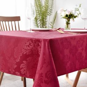 img 3 attached to Red Maxmill Jacquard Damask Tablecloth - Water Resistant, Anti-Wrinkle & Oil Proof - Perfect For Buffet, Banquet, Parties, Events & Holiday Dinners - 52 X 52 Inch Square, Heavyweight & Soft