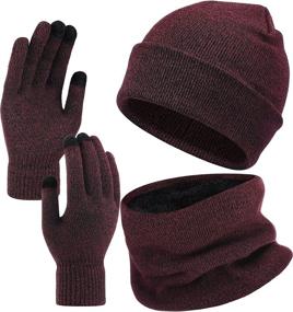 img 4 attached to Piece Winter Beanie Touchscreen Gloves Women's Accessories ~ Scarves & Wraps