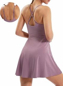 img 4 attached to Женское теннисное платье с шортами, регулируемыми бретельками и встроенным бюстгальтером для тренировок и гольфа, карманы в комплекте