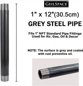 img 3 attached to 12-Inch Grey Pre-Cut Heavy Duty Industrial Steel Pipe Fits Standard 1 Inch Threaded Pipes And Fittings - DIY Vintage Furniture (GeilSpace 1)