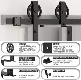 img 1 attached to Upgrade Your Door With Skysen 6FT Heavy Duty Sliding Barn Door Kit [Black] - Bypass Spoke Wheel-1