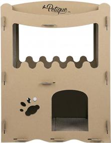 img 3 attached to Large Cat House For Cats & Kitties - Petique Feline Penthouse Three Level Cardboard Kitty House
