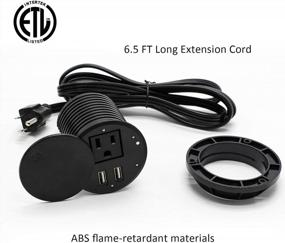 img 3 attached to Effortless Connectivity With The Desktop Power Grommet Desk Outlet - 1 Standard US Outlet, 2 USB Ports, Hidden Design, 6.56 FT Extension Cord - Ideal For Office, Home Or Hotel