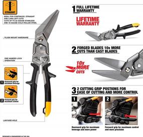 img 3 attached to ToughBuilt Long Cut Aviation Snips - Offset Design With One Handed Lock Operation - TB-H4-60-SOL
