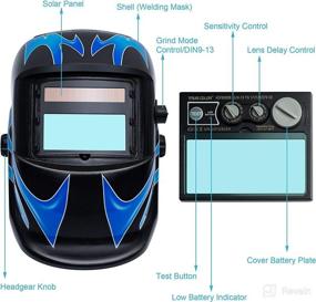 img 1 attached to 🔥 DRAGONITE Large Viewing Area Auto Darkening Welding Helmet: Solar Powered True Color Welder Mask with Variable Shade for MIG/MAG/TIG/ARC and Cutting/Grinding Tasks