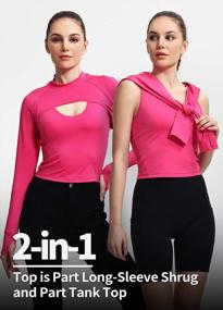 img 3 attached to Women'S 2-In-1 Athletic Cropped Top With Thumbholes For Gym, Yoga, And Running - Hiverlay Long Sleeve Workout Shirts