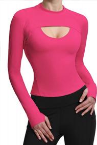 img 4 attached to Women'S 2-In-1 Athletic Cropped Top With Thumbholes For Gym, Yoga, And Running - Hiverlay Long Sleeve Workout Shirts