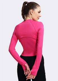 img 1 attached to Women'S 2-In-1 Athletic Cropped Top With Thumbholes For Gym, Yoga, And Running - Hiverlay Long Sleeve Workout Shirts