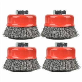 img 4 attached to Efficient Rust Removal With Aain® 4 Pack 3 Inch Wire Cup Brush For Grinders - Lightweight And Durable