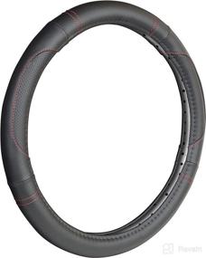 img 3 attached to Enhanced Traction 33103P Black Leatherette Perf with Vibrant Red Stitching TPE Core Steering Wheel Cover