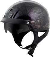 🔥 scorpionexo exo-c110 half-size-style azalea helmet (black/gold, x-small) - unisex-adult motorcycle gear logo