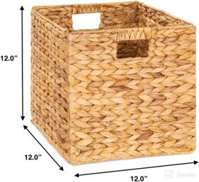img 2 attached to 🧺 M4DECOR Foldable Water Hyacinth Basket Set - Wicker Storage Cubes for Shelves, Ideal Wicker Baskets for Storage in Bedroom, Living Room, and Nursery Room (2-Pack)