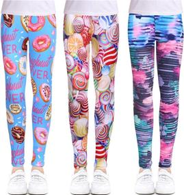 img 4 attached to Arshiner Printing Flower Girls Stretch Leggings 3Pack Kids Ankle Length Pants 10 11Years Girls' Clothing ~ Leggings