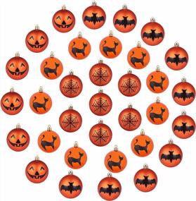 img 4 attached to 34 Shatterproof Halloween Ornament Set - Includes Pumpkin, Black Cat, Bat, And Spider Tree Balls - Ideal For Haunted House And Holiday Decorations