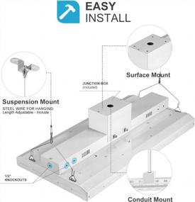 img 1 attached to 2 Pack LED High Bay Shop Light - Large Area Illumination, 150W 21500LM, 140LM/W, 5000K, Linear Hanging Light For Warehouse - 600W HPS Equivalent, ETL Listed, Fluorescent Fixture Replacement