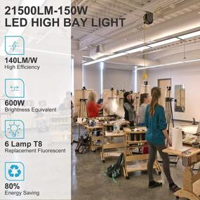 img 3 attached to 2 Pack LED High Bay Shop Light - Large Area Illumination, 150W 21500LM, 140LM/W, 5000K, Linear Hanging Light For Warehouse - 600W HPS Equivalent, ETL Listed, Fluorescent Fixture Replacement