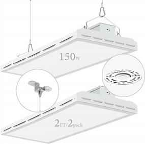 img 4 attached to 2 Pack LED High Bay Shop Light - Large Area Illumination, 150W 21500LM, 140LM/W, 5000K, Linear Hanging Light For Warehouse - 600W HPS Equivalent, ETL Listed, Fluorescent Fixture Replacement