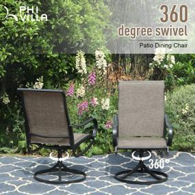 img 3 attached to All-Weather Outdoor Dining Set: 7-Piece Patio Table And Chairs Set For 6-8 With Swivel Dining Chairs And Expandable Table By PHI VILLA