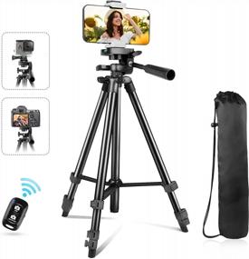 img 4 attached to Eicaus 50'' Cell Phone Tripod, Travel Camera Tripod With Carry Bag & Remote, For IPhone Compatible Android, Sport Camera, Perfect Live Streaming/Vlogging/Video Recording, Black (TBC001)