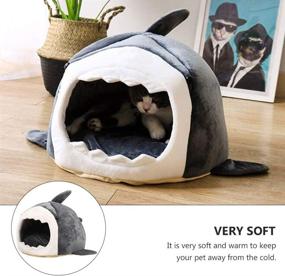 img 1 attached to 🐱 Cute Sharp Cat Bed - A Warm and Washable Covered Cave House for Dogs and Cats by POPETPOP