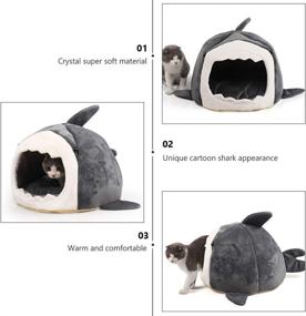 img 2 attached to 🐱 Cute Sharp Cat Bed - A Warm and Washable Covered Cave House for Dogs and Cats by POPETPOP