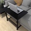 height adjustable bedside table with 180° tilt and wheels - multi-purpose overbed tray for home, office, and sofa - black rolling laptop cart and tablet desk by homemark logo